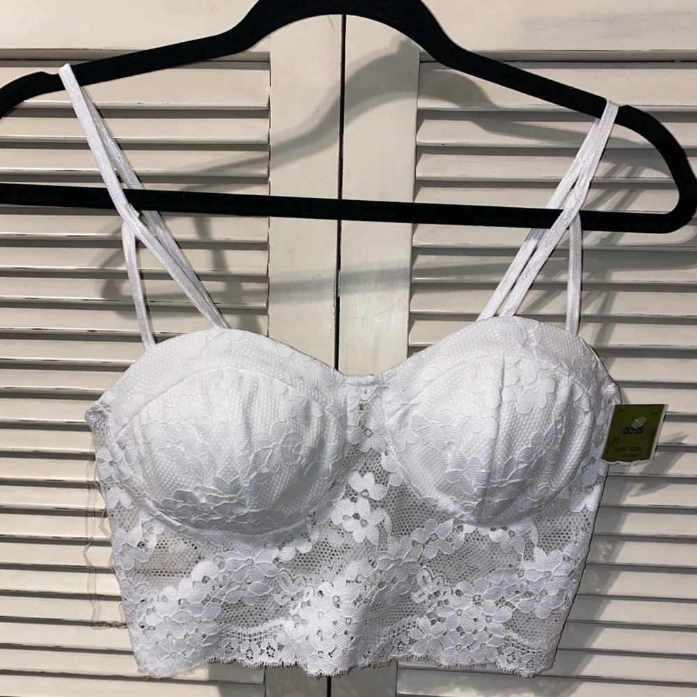 White Lace Padded Crop Top